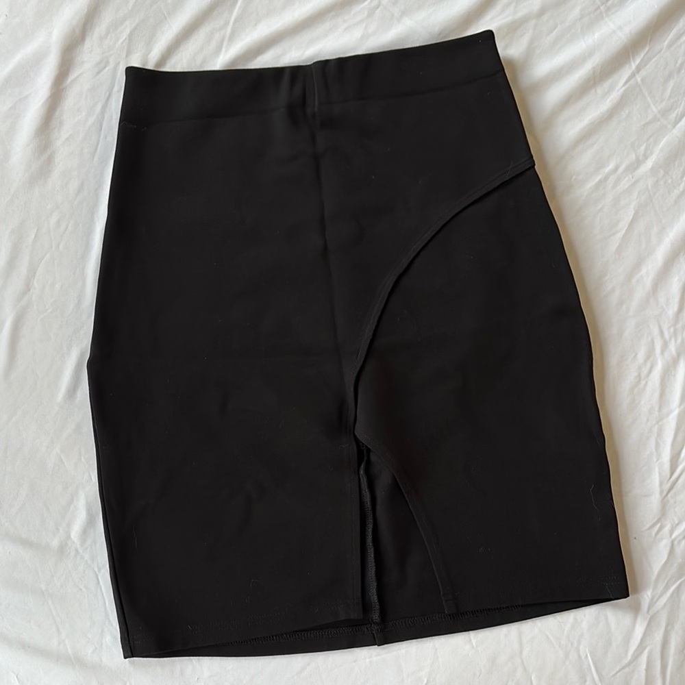 Alice + Olivia Black Asymmetrical Pencil Skirt